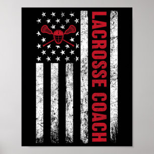 Poster Treinador Lacrosse American Flag Lax Lover Lacross