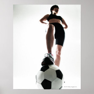 Poster treinamento da jovem mulher, futebol