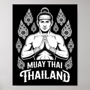 Poster Treinamento de Lutador de Tigre Vintage Muay Thai 