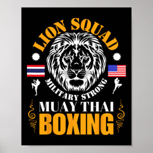 Poster Treinamento de Muay Thai de Kickboxing MMA da Lion