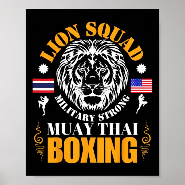 Poster Treinamento de Muay Thai de Kickboxing MMA da Lion (Frente)