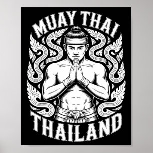 Poster Treinamento de Muay Thai Kickboxing Tailândia Vint