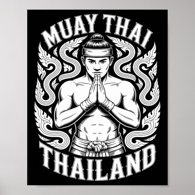 Poster Treinamento de Muay Thai Kickboxing Tailândia Vint (Frente)
