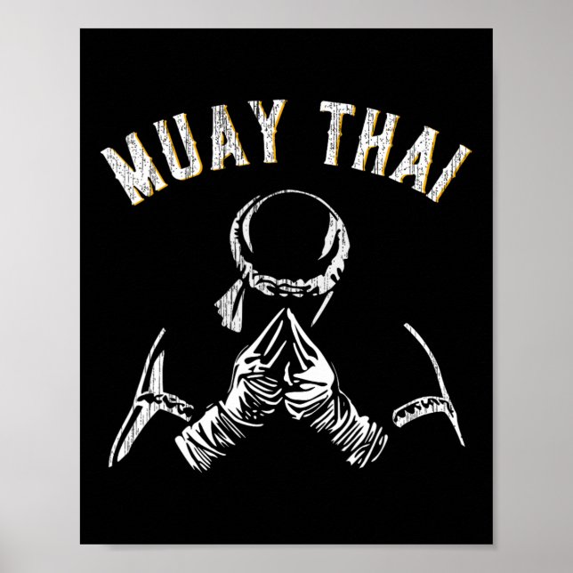 Poster Treinamento de Muay Thai Vintage Mma Kickboxing  (Frente)