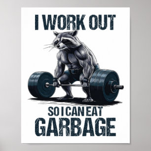 Poster Treinamento De Peso De Gym Raccoon Eu Trabalho Par