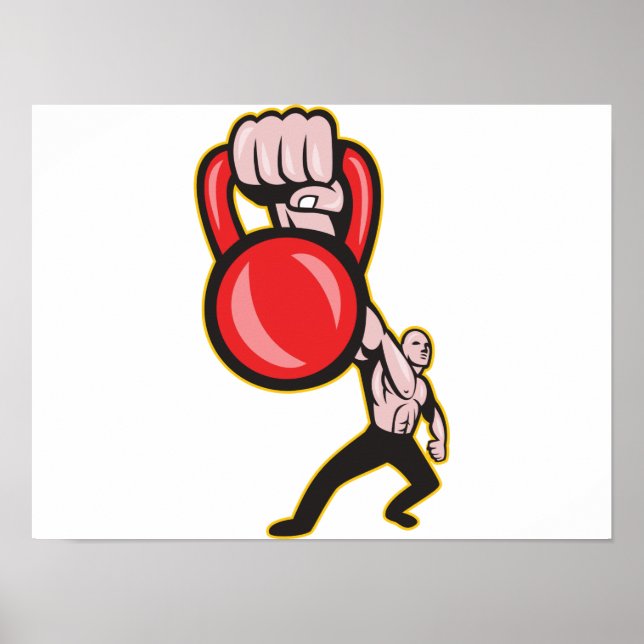 Póster Treinamento Levantando Kettlebell Frente (Frente)