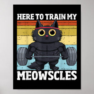 Poster Treine Meus Meowscles Gato Divertido Mulheres Acad