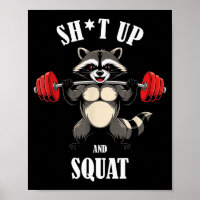 Treino de agachamento fitness de guaxinim engraçad
