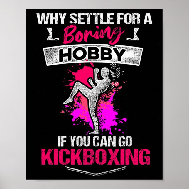 Poster Treino de Boxe de Chute de Kickboxing Chato  (Frente)