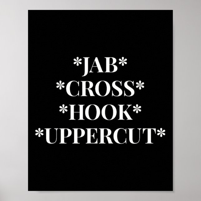 Poster Treino de Boxeador Jab Cross Hook Uppercut Mulhere (Frente)