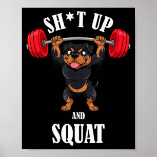 Poster Treino de Cadeira de Rottweiler Engraçado de Fitne