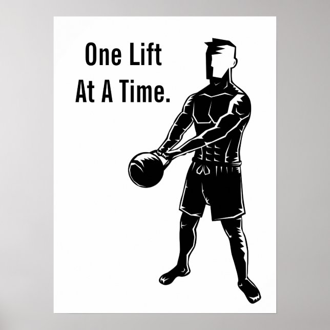 Poster Treino de Pesos Kettlebell Motivação Fitness (Frente)