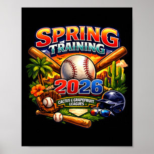 Poster Treino de Primavera de Beisebol de 2026 Design Ret