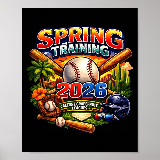 Poster Treino de Primavera de Beisebol de 2026 Design Ret (Frente)