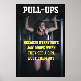 Póster Treino de Pull-Ups para Meninas Citação Motivacion