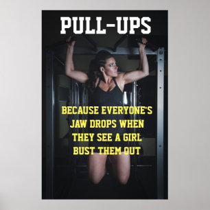 Póster Treino de Pull-Ups para Meninas Citação Motivacion