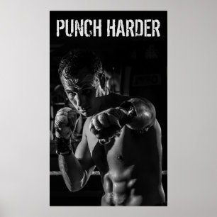 Póster Treino de Soco de Boxe Motivacional