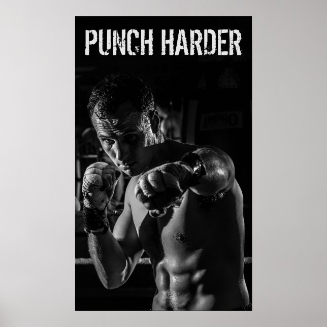 Póster Treino de Soco de Boxe Motivacional (Frente)