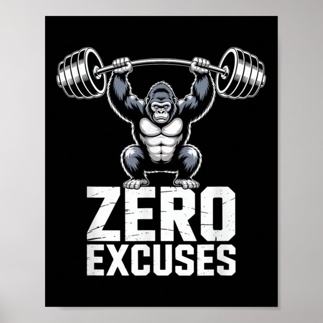 Poster Treino Motivacional Zero Desculpas Gorilla Gym  (Frente)