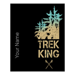 Póster Trekking and Caminking Outdoor Vintage Forest Desi