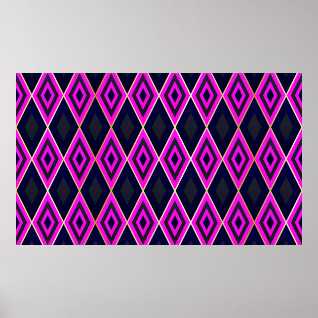 Poster Trellis rhombus forma um padrão geométrico sem cos (Frente)