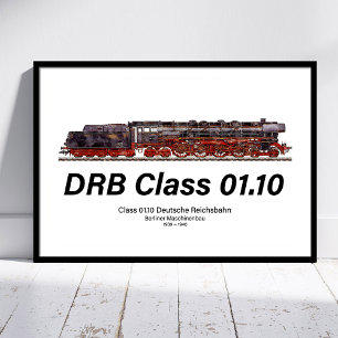 Poster Trem a Vapor DRB Classe 01.10 Deutsche Reichsbahn