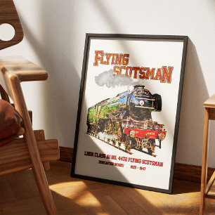 Poster Trem a vapor Flying Scotsman locomotiva inglesa
