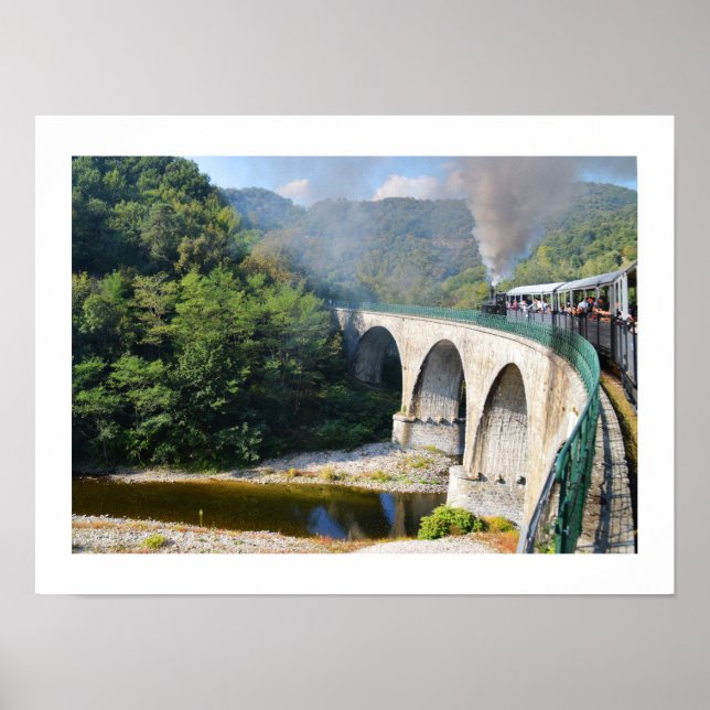 Póster Trem a vapor sobre ponte (Frente)
