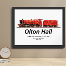 Trem a vapor vintage Olton Hall locomotiva inglesa