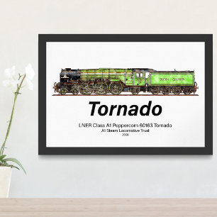 Poster Trem a Vapor Vintage Tornado Locomotiva Inglesa