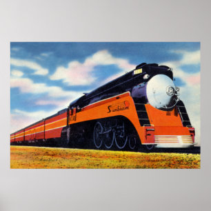 Poster Trem aerodinamizado o Pacífico do sul "raio de so
