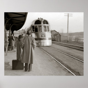 Póster Trem Burlington Zephyr, 1940. Foto Vintage