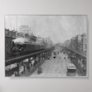 Poster Trem da estrada de ferro elevado da Nova Iorque NY