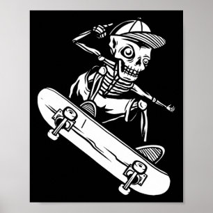 Poster Trem de Halloween Skateboard Esqueleto Skateboard