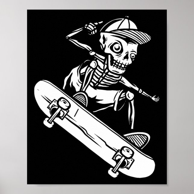Poster Trem de Halloween Skateboard Esqueleto Skateboard  (Frente)