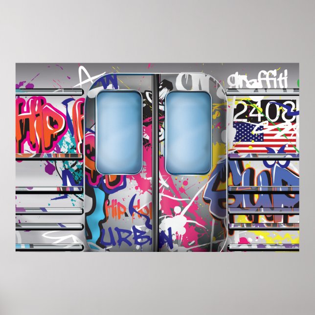 Poster Trem de metrô com grafite (Frente)