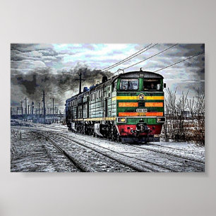 Póster Trem diesel do russo dos trens