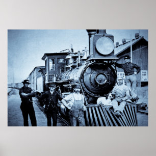 Póster Trem e grupo do vintage