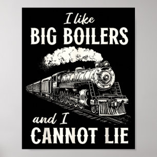Poster Trem Engraçado Grandes Caldeiras Locomotiva a Vapo