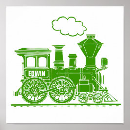 Póster Trem gráfico verde personalizado arte infantil ber