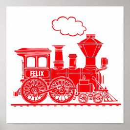 Poster Trem gráfico vermelho arte personalizada para berç