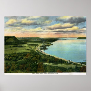 Póster Trem no lago Pepin, vintage de Minnesota