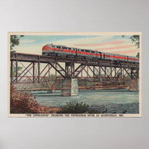 Póster Trem- Tippecanoe/rio de cruzamento de Tippecanoe