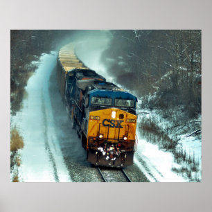 Póster Trem vazio de carvão na neve