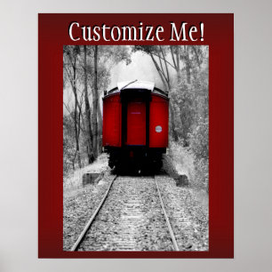 Poster Trem vermelho do vapor do Victorian do Caboose