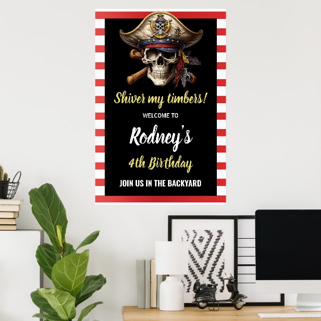 Poster Treme Minhas Cerdas Festa Pirata  (Escritório em casa)
