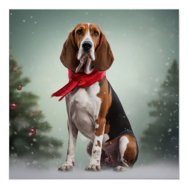 Póster Tremendo Cachorro Walker Coonhound no Natal da Nev (Frente)