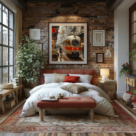 Póster Tren en Mercado Urbano: Impresionista y Realista.