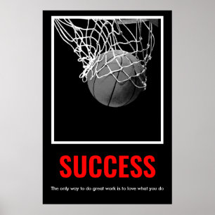 Poster Trendência Motivacional de Basquete de Sucesso