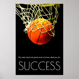 Poster Trendência Motivacional de Basquete de Sucesso